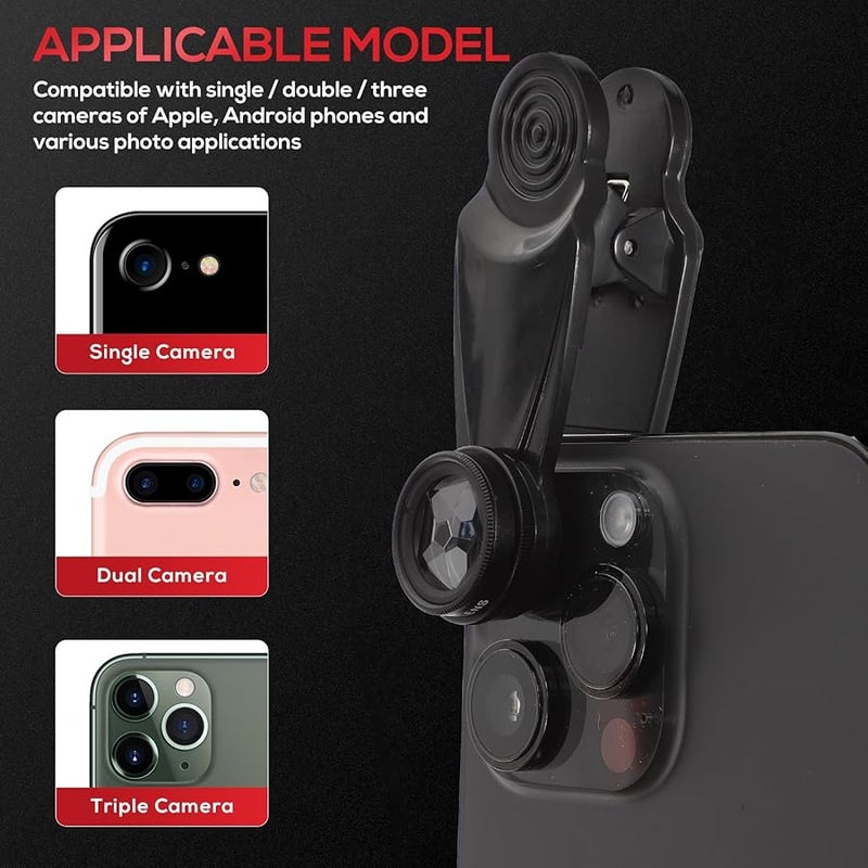 FRCOLOR 10 In 1 Mobile Phone Camera Lens Kit With Wide Angle Macro Fisheye HD Zoom Black - Image 4